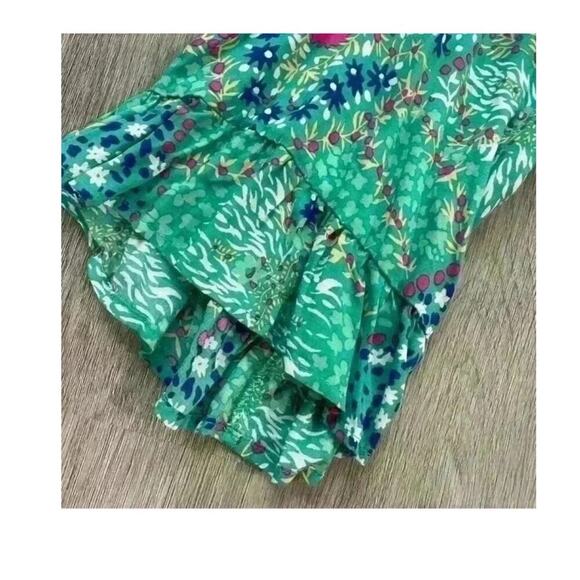 Rachel Zoe Women’s Top Green Floral Bell Ruffle Sleeve Blouse, Small, Colorful - Picture 5 of 7